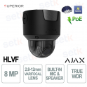 Ajax HLVF 8MP Dome Camera Black – AI Security with IR and P-Iris - Ajax