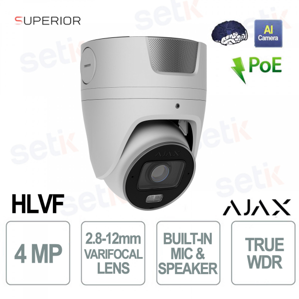 Ajax HLVF 4MP Turret Camera White – AI Security with Motorized Lens