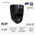 Caméra tourelle Ajax HLVF 8MP noire – Sécurité IA avec objectif motorisé