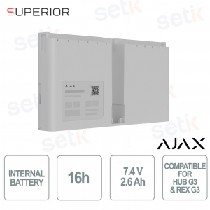Batteria Ajax Superior 16h Bianca: Autonomia Certificata per Hub G3
