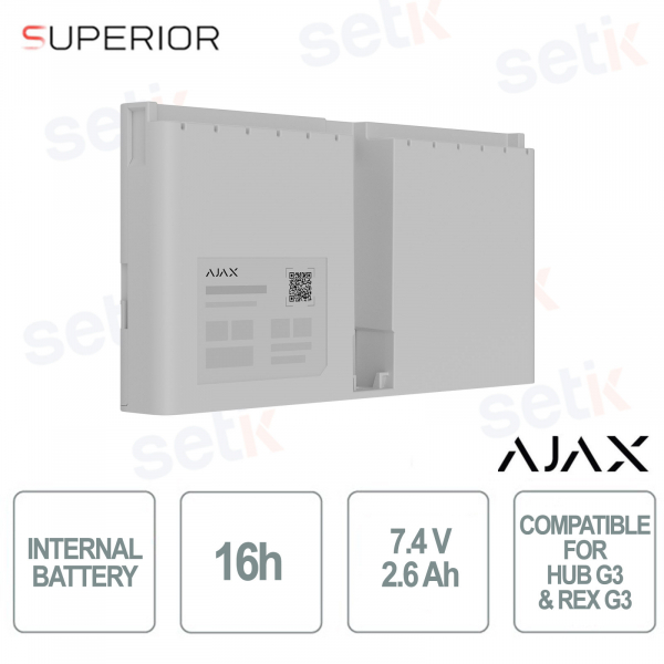 Batterie Ajax Superior 16h blanche : Autonomie certifiée pour les moyeux G3