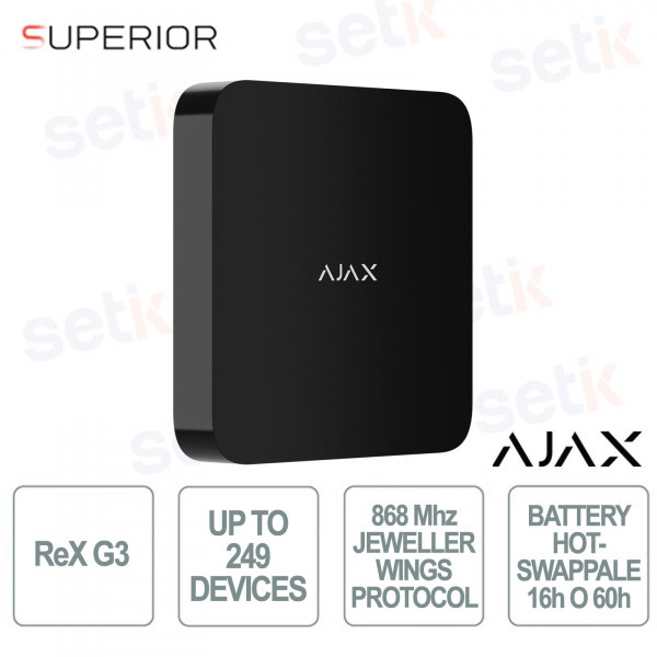 Ajax Superior ReX G3 Nero: Range Extender Professionale Grade 3