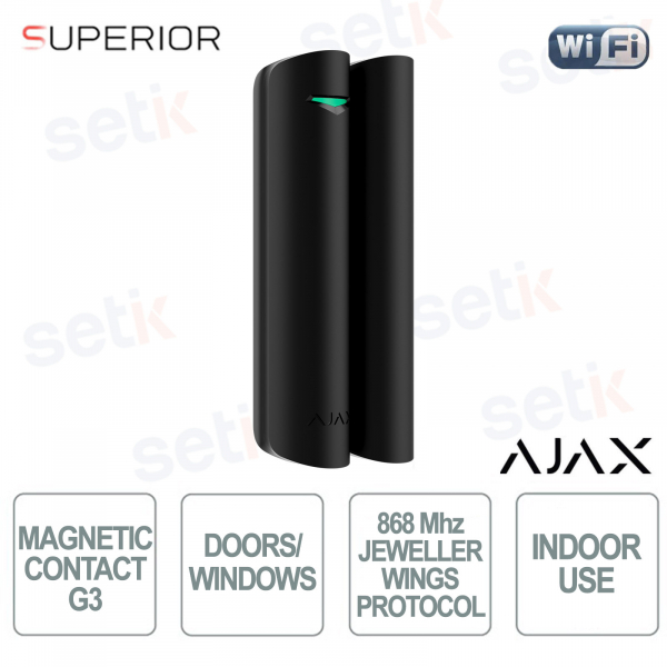 Sensore Apertura Ajax DoorProtect G3 Jeweller Superior Nero: Sicurezza Avanzata per Porte e Finestre