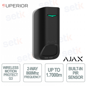 Ajax Superior MotionProtect G3 Jeweler Noir – Détecteur PIR professionnel avec fonction anti-masquage