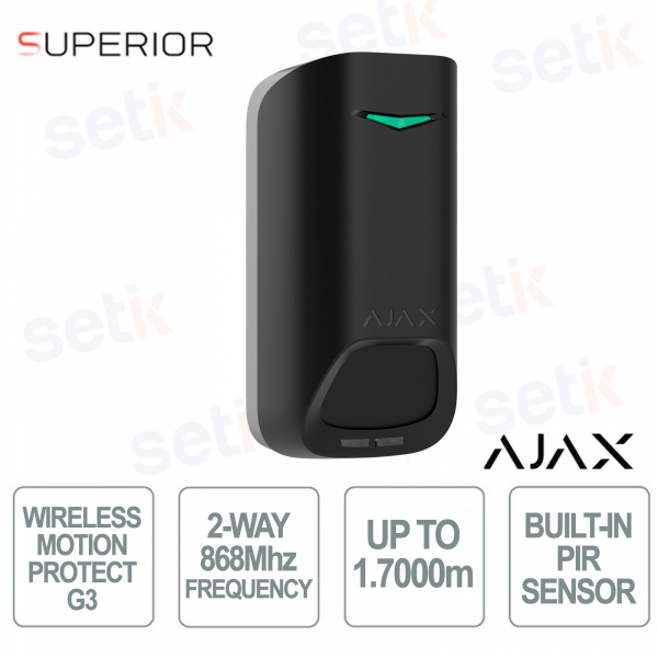 Ajax Superior MotionProtect G3 Jeweller Nero – Sensore PIR Professionale con Anti-Mascheramento
