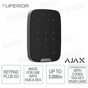 Wireless Keyboard with DESFire Access - Ajax Superior KeyPad Plus G3 Jeweler Black