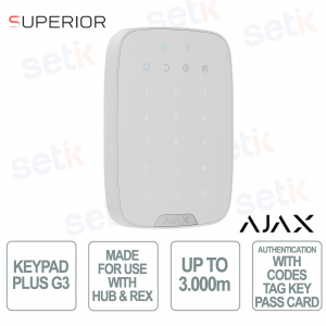 Tastiera Wireless con Accesso DESFire - Ajax Superior KeyPad Plus G3 Jeweller Bianco