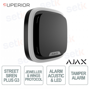 Ajax Superior StreetSiren Plus G3 Black Siren: Professional Anti-Sabotage Security for Indoors and Outdoors