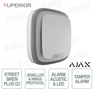 Ajax Superior StreetSiren Plus G3 White Siren: Professional Anti-Sabotage Security for Indoors and Outdoors