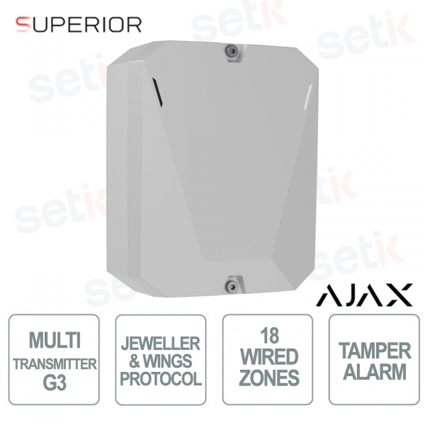 Ajax MultiTransmitter G3 Jeweler White: Professional Module for Integrating 18 Security Devices