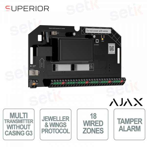 Ajax MultiTransmitter G3 Jeweller Without Casing: Modulo per 18 Dispositivi Cablati