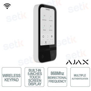 Ajax KeyPad TouchScreen Jeweller Bianco: Tastiera Touch 5" con Sicurezza Avanzata
