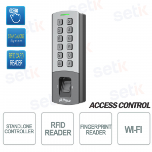 ASI1212M-W Controllo Accessi Standalone con Impronta Digitale Badge RFID e Wi-Fi per Ambienti Professionali e Outdoor - Dahua