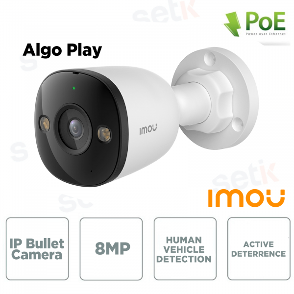 Telecamera ip poe 8MP da esterno ip67 con algo play, ai e notturna a colori 30m