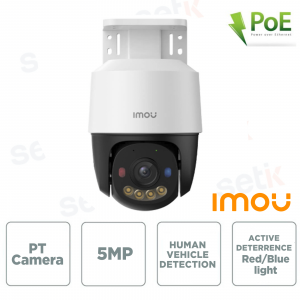 Telecamera IP POE 5MP PT con AI deterrenza attiva e luci rosse/blu