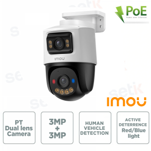 Telecamera ip poe 6MP dual lens pt da esterno con ai e notturna a colori 30m