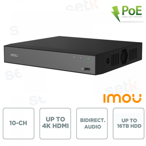 NVR PoE 10 Canali – NVR-N110-8A0E-P con Audio Bidirezionale e Uscita 4K HDMI
