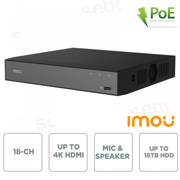 N118 – NVR di Rete 18 Canali con Audio, 4K HDMI e App IMOU
