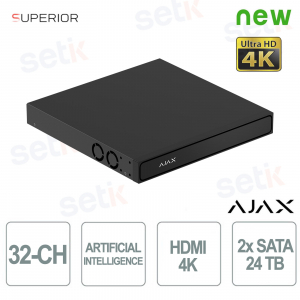 Ajax Superior NVR H2DAI2GAC 32 Canali Nero con Intelligenza Artificiale e Registrazione Video 4K