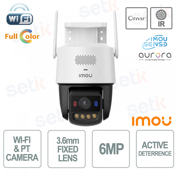 Imou Titan Pro 6MP Telecamera WiFi Esterno Pan Tilt AI con Ottica 3.6mm, Visione Notturna Full Color e PoE