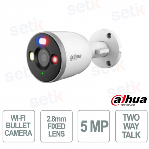 Telecamera Wi-Fi 5MP Bullet con Ottica 2.8mm, AI Human & Vehicle Detection, Wi-Fi 6, Audio Bidirezionale IP67 - Dahua