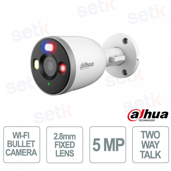 Dahua 5MP Bullet Wi-Fi Camera with 2.8mm Lens, AI Human & Vehicle Detection, Wi-Fi 6, Two-Way Audio IP67