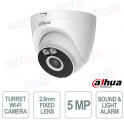 5MP Wi-Fi Turret Camera with 2.8mm Lens, AI Human & Vehicle Detection, Two-Way Audio, Smart Dual Light, Wi-Fi 6, IP67 - Dahua