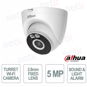 Telecamera Turret Wi-Fi 5MP con Ottica 2.8mm, AI Human & Vehicle, Audio Bidirezionale, Smart Dual Light, Wi-Fi 6, IP67 - Dahua