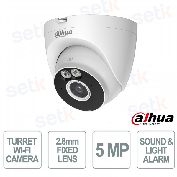 Telecamera Turret Wi-Fi 5MP con Ottica 2.8mm, AI Human & Vehicle, Audio Bidirezionale, Smart Dual Light, Wi-Fi 6, IP67 - Dahua
