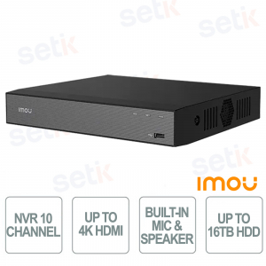 IMOU N110 10-Channel H.265 4K UHD NVR with Two-Way Audio, HDMI/VGA, and HDD Support up to 16TB