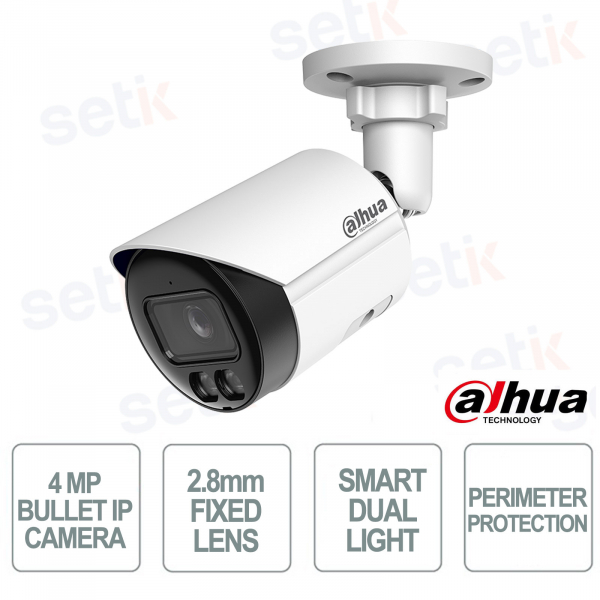 Caméra IP WizSense 6MP avec objectif 2,8 mm, double éclairage intelligent, IA et étanchéité IP67 - Dahua