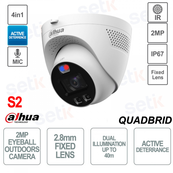 Caméra oculaire - 4 en 1 - Objectif 2,8 mm - Dissuasion active - Version S2