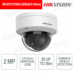DS-2CD1723G2-LIZSU IP Dome Camera 2MP AI Varifocal Smart Hybrid Light IP67 IK08 - Hikvision
