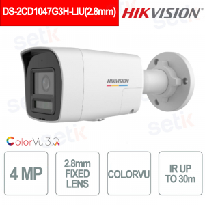 DS-2CD1047G3H-LIU 2.8mm 4MP ColorVu 3.0 AI Smart Hybrid Light IP Bullet Camera - Hikvision