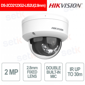 Caméra dôme IP hybride intelligente 2MP AcuSense avec éclairage et audio IP67 IK10 - Hikvision