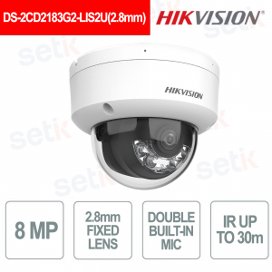 Caméra dôme IP hybride intelligente 8 MP AcuSense avec éclairage et audio, étanche IP67 IK10 - Hikvision