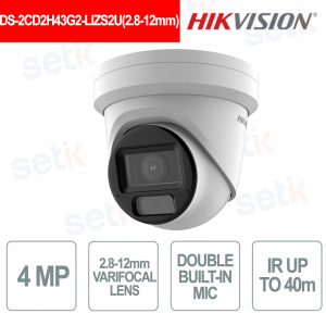 Telecamera IP Turret 4MP Varifocale AcuSense Smart Hybrid Light Audio IP67 IK10 - Hikvision