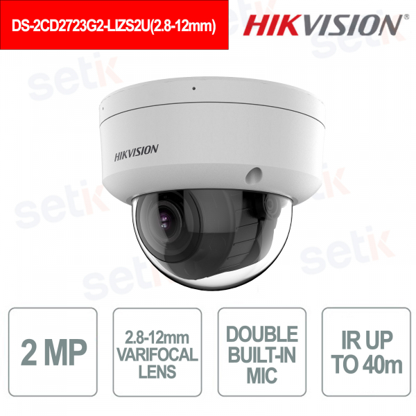 Telecamera Dome IP 2MP AcuSense con Ottica Varifocale Motorizzata e Smart Hybrid Light - Hikvision