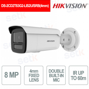 Telecamera Bullet IP 8MP AcuSense 4mm con Smart Hybrid Light e Allarme Attivo - Hikvision