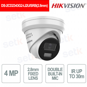 Caméra tourelle IP Hikvision AcuSense 4MP 2,8 mm avec éclairage hybride intelligent et alarme active