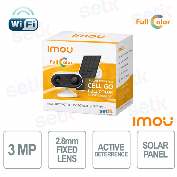 Imou Kit - Cell Go 2K Full Color Kit - 1x Telecamera Batteria Wi-Fi 3MP 2.8mm FullColor Deterrenza Attiva + 1x Pannello Solare