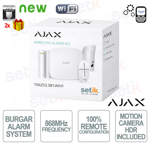 Kit de démarrage Ajax Cam HDR sans fil GPRS/Ethernet 2 SIM 2G HDR Version blanche