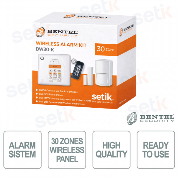 Kit Centrale Wireless Completo PIR 30 Zone - Antifurto Sicurezza - Bentel