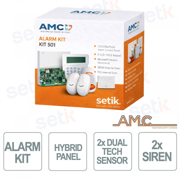 AMC Kit Allarme Casa Professionale con sensori KIT 501 C24GSM-PLUS