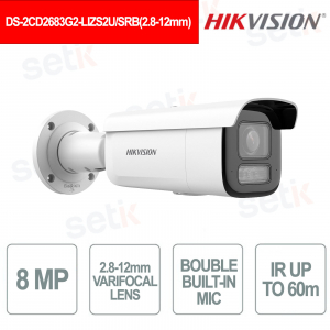 Bullet IP 8MP AcuSense con Ottica Varifocale Motorizzata e Smart Hybrid Light - Hikvision