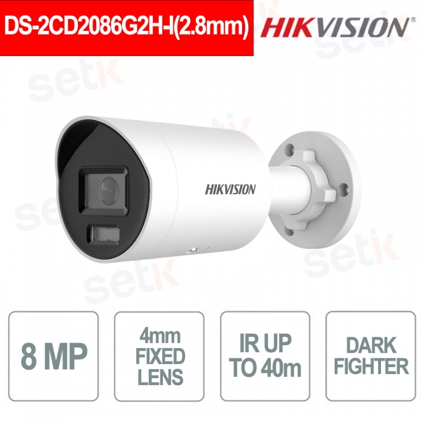 8MP Bullet IP Camera 4mm AcuSense DarkFighter WDR 120dB IP67 H.265+ - Hikvision