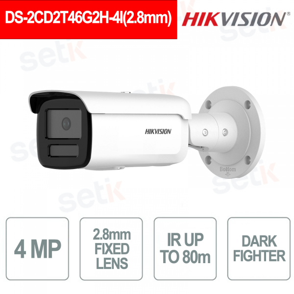 4MP 2.8mm AcuSense DarkFighter IR 80m IP67 Bullet IP Camera - Hikvision