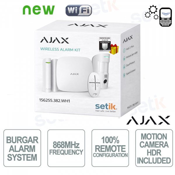 Kit de démarrage Ajax Cam Plus HDR sans fil GPRS/Ethernet 2SIM 4G HDR Version blanche
