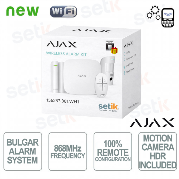 Ajax Starter Kit Cam HDR Wireless senza fili GPRS / Ethernet 2SIM 2G HDR White Version