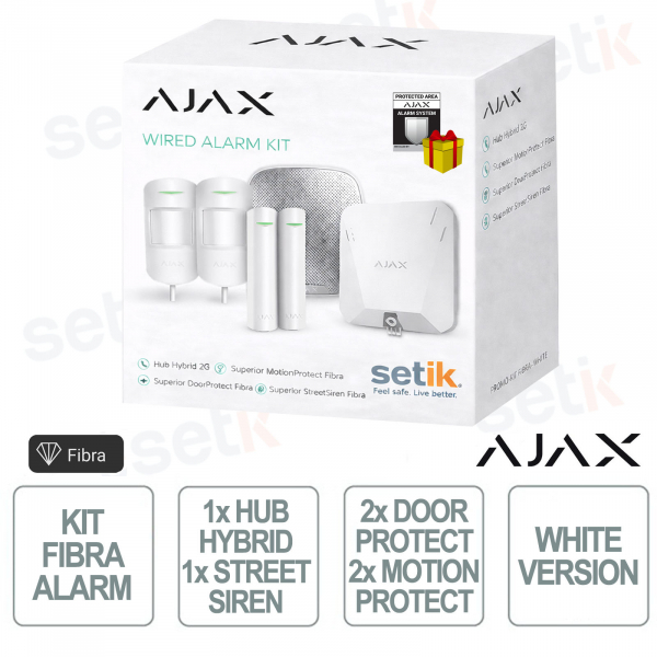 Kit d'alarme fibre optique professionnel AJAX sans fil Ethernet - 2G - Blanc